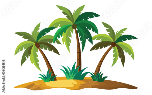 palms set on white background tropic exot