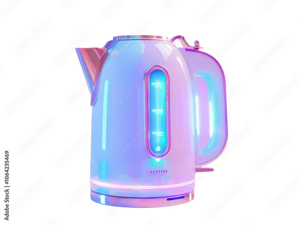 Modern Electric Kettle with LED Light Pink and Blue Kitchen Appliances on transparent background Modern Electric Kettle with LED Light Pink and Blue Kitchen Appliances on transparent background