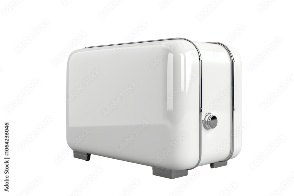 White Retro Toaster with Chrome Accents on transparent background White Retro Toaster with Chrome Accents on transparent background