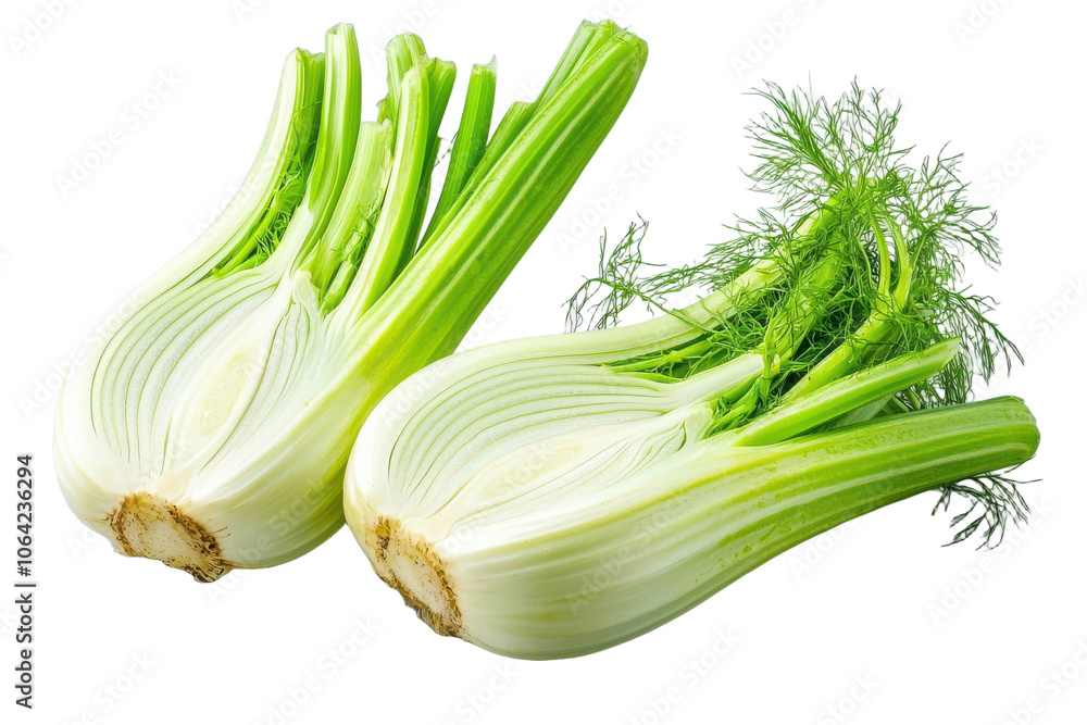 Fresh green fennel bulbs isolated transparent background on transparent background Fresh green fennel bulbs isolated transparent background on transparent background