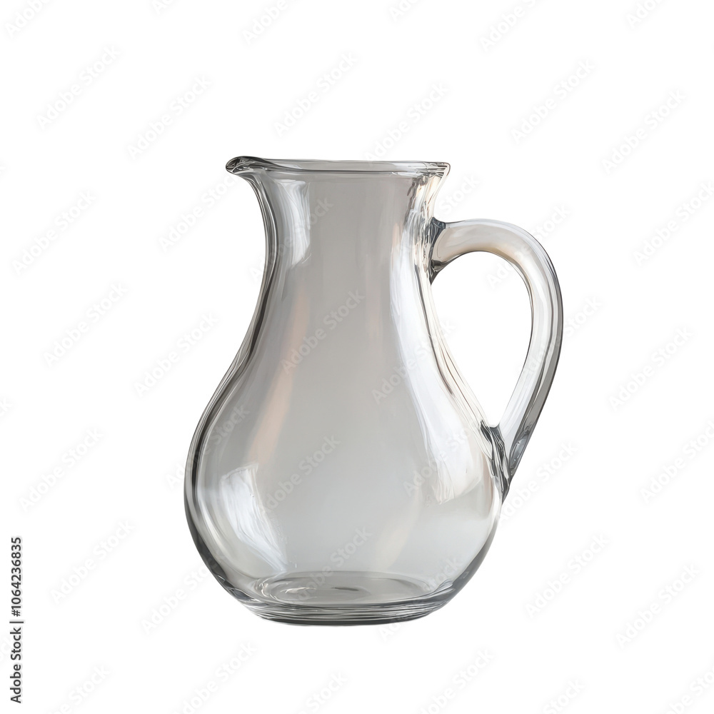 Clear Glass Pitcher with Handle for Serving Beverages on transparent background Clear Glass Pitcher with Handle for Serving Beverages on transparent background