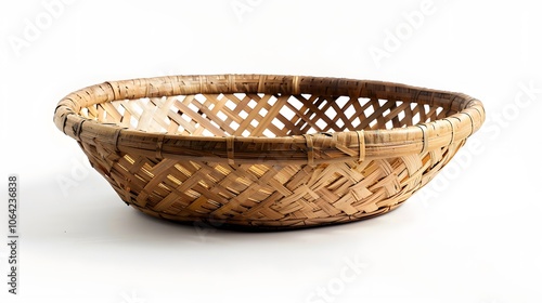 empty cane basket or tokri in hindi and topli in marathi, isolated over white background.