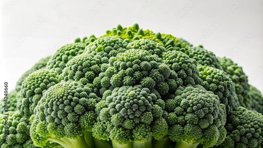 Close-up of a broccoli crown with intricate details and texture, cap, broccoli, head, closeup Close-up of a broccoli crown with intricate details and texture, cap, broccoli, head, closeup