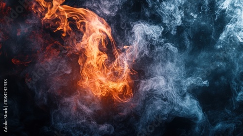 Abstract Smoke Art: Fire and Ice