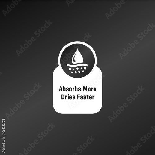 Highly Absorbent label or absorbs more dries faster. Best Absorbent label vector for product packaging design element. Absorbent sign vector for product design element.