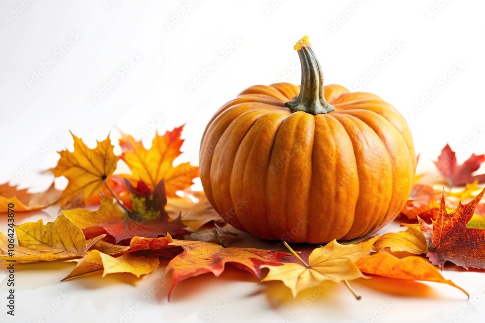 Fall themed background with pumpkins and leaves Fall themed background with pumpkins and leaves