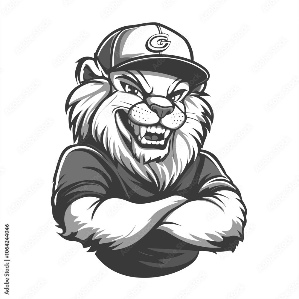 Fototapeta premium Muscular Lion Logo in Vector Style