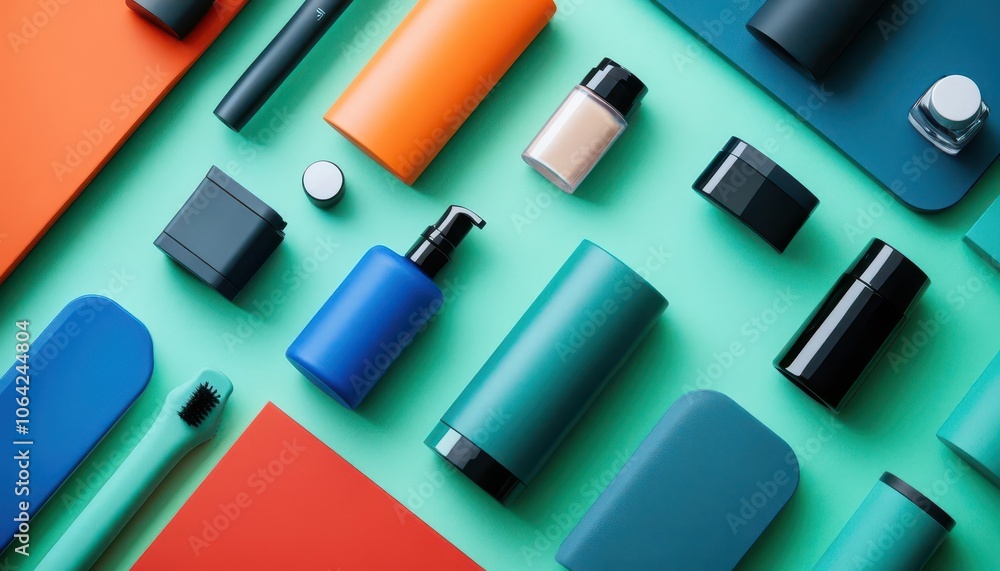 Men s grooming essentials with sleek packaging, soft lighting, vibrant colors, clean design, modern style Men s grooming essentials with sleek packaging, soft lighting, vibrant colors, clean design, modern style