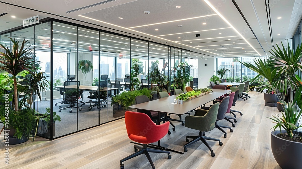 Contemporary Design: Open-Plan Office Featuring Glass Partitions and a Chic Meeting Pod Contemporary Design: Open-Plan Office Featuring Glass Partitions and a Chic Meeting Pod