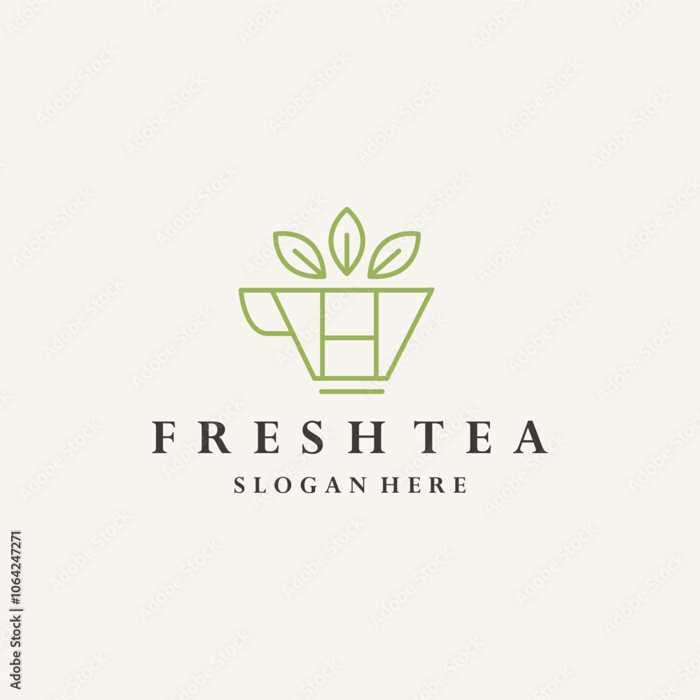 Letter h and fresh tea logo template vector illustration design Letter h and fresh tea logo template vector illustration design