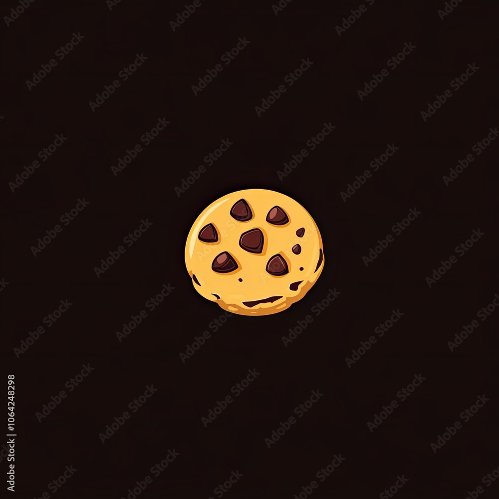 Fototapeta premium A Single Chocolate Chip Cookie on a Black Background