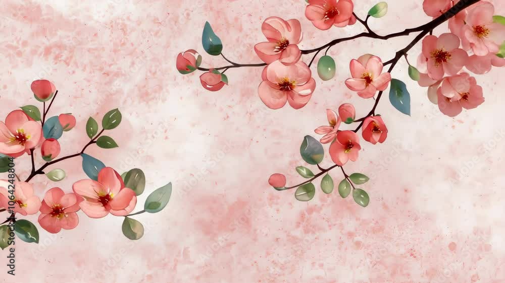 Elegant Spring Cherry Blossom Illustration with Soft Pastel Blooms on Branches, Ideal for Seasonal Decor, Greeting Cards, Invitations, Wedding Themes, and Digital Backgrounds Elegant Spring Cherry Blossom Illustration with Soft Pastel Blooms on Branches, Ideal for Seasonal Decor, Greeting Cards, Invitations, Wedding Themes, and Digital Backgrounds