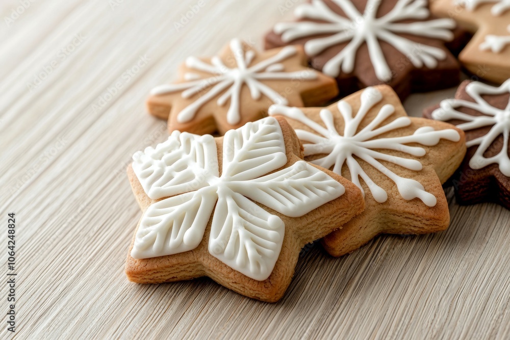 A row of cookies with white icing and brown sprinkles A row of cookies with white icing and brown sprinkles