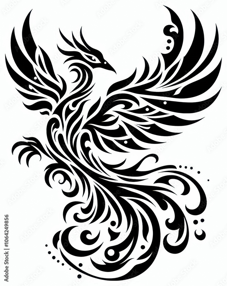 Fototapeta premium TRIBAL TATOO トライバル タトゥ 鳳凰 Phoenix