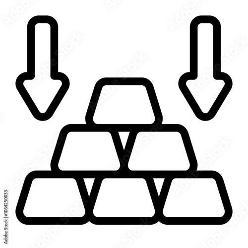 Gold Down Line Icon