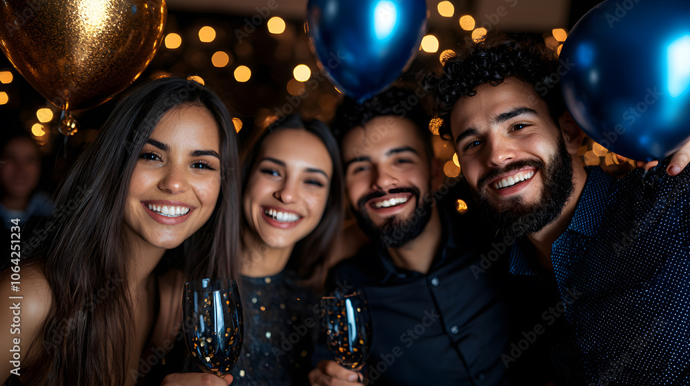 A group of people are smiling and holding glasses of champagne A group of people are smiling and holding glasses of champagne
