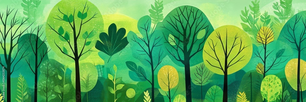 Abstract nature-inspired pattern with trees Abstract nature-inspired pattern with trees