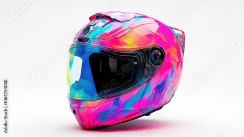 Colorful motorcycle helmet for bold riders photo