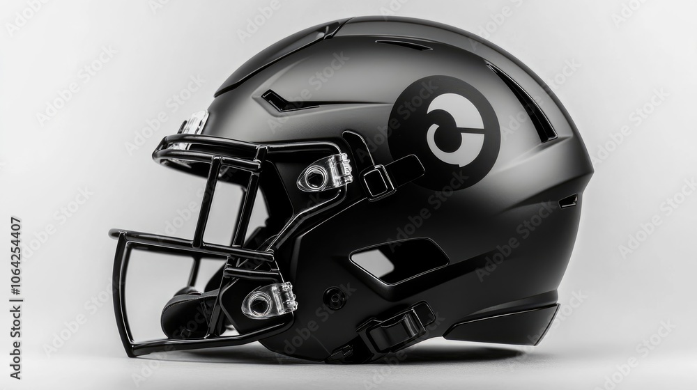 Fototapeta premium Stylish Black Football Helmet Design Concept