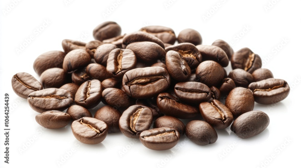 Freshly Roasted Coffee Beans on White Background Freshly Roasted Coffee Beans on White Background