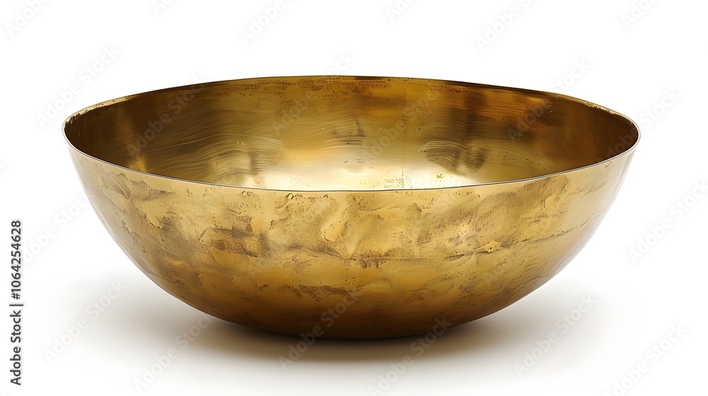empty crockery - New brass or gold bowl over white background. empty crockery - New brass or gold bowl over white background.