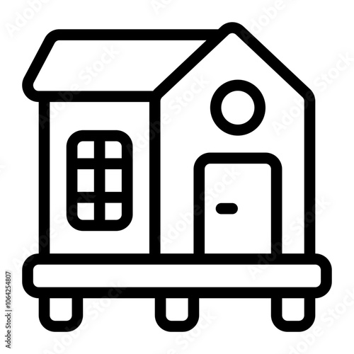 Village House Line Icon