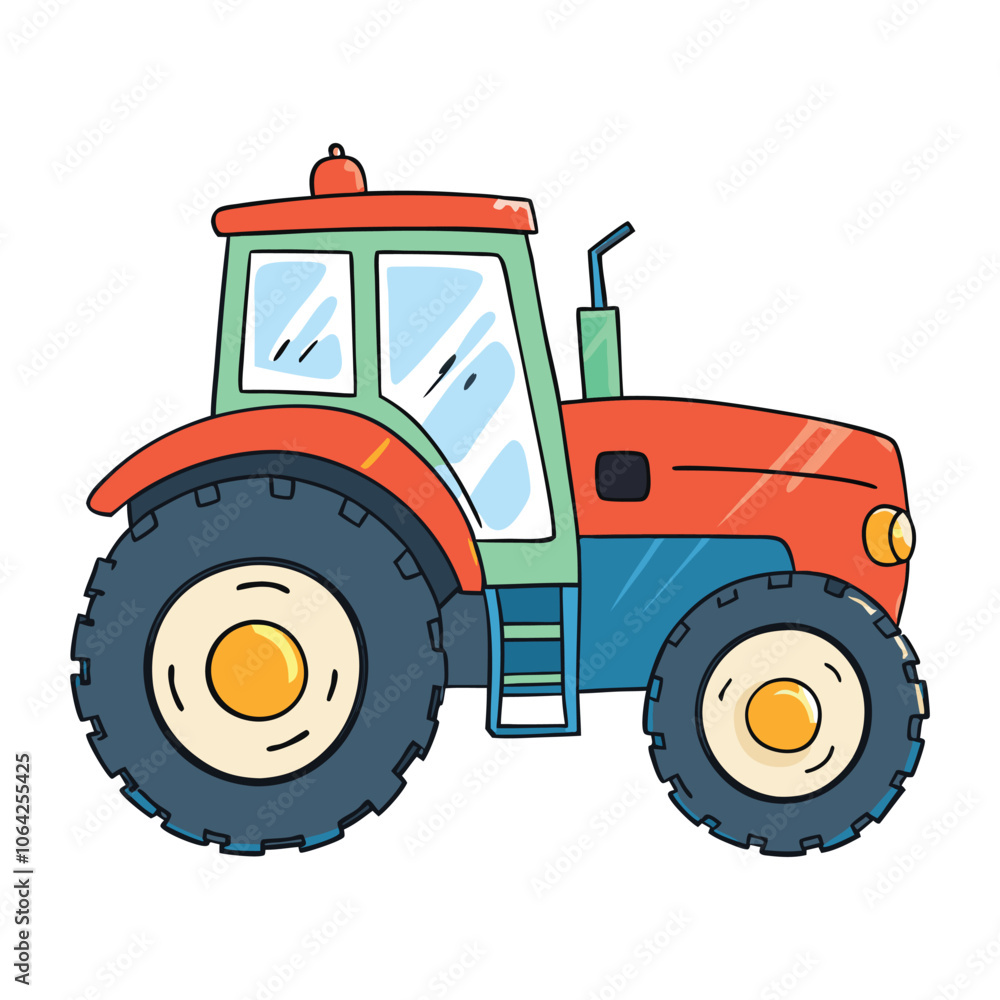 Obraz premium modern tractor watercolor vector white background