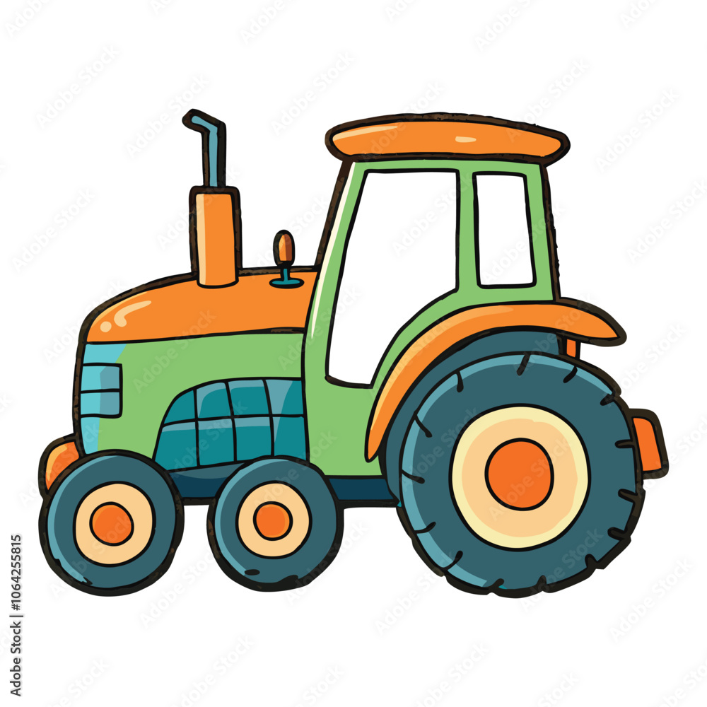 Obraz premium modern tractor watercolor vector white background