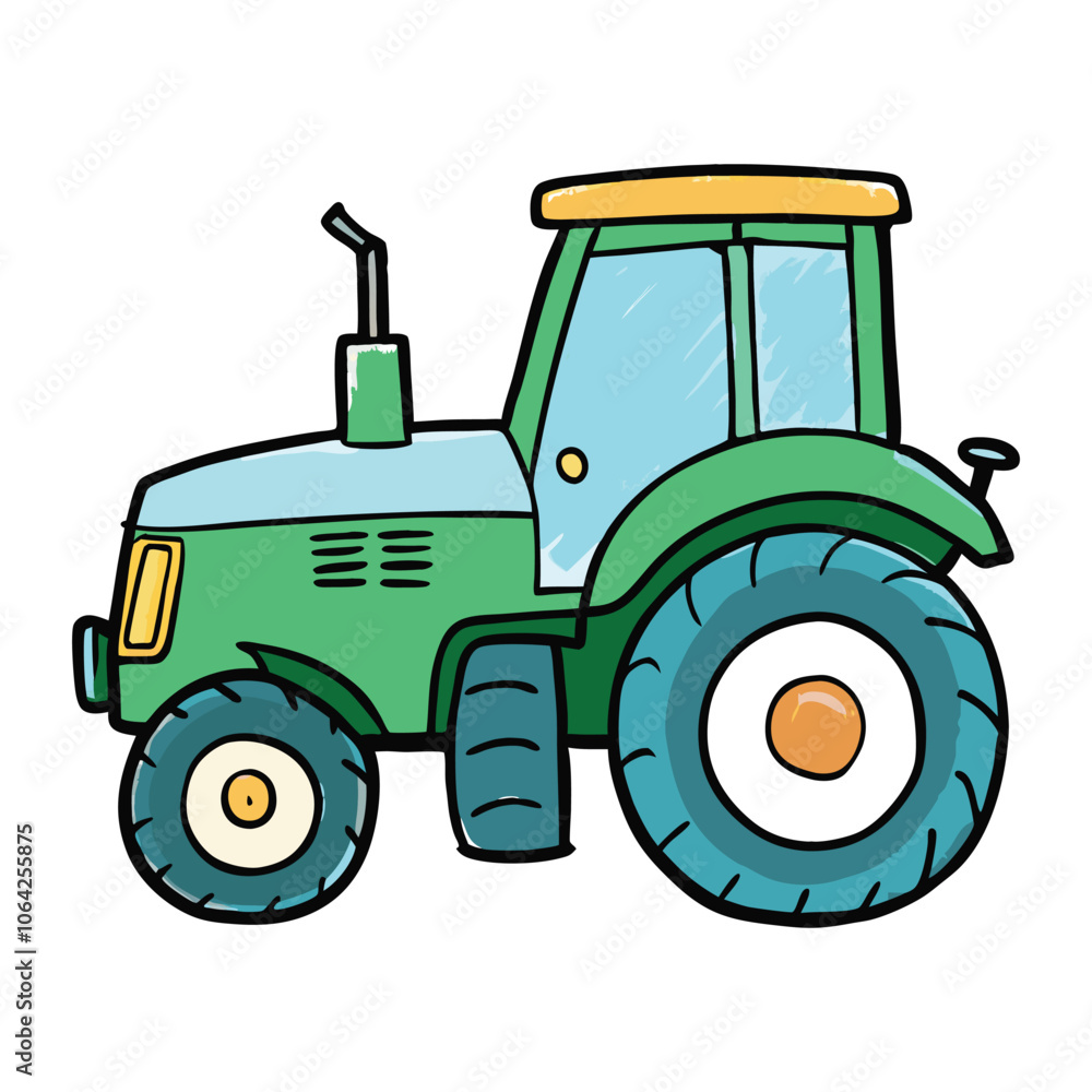 Obraz premium modern tractor watercolor vector white background