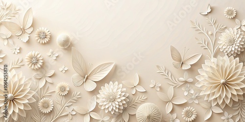 Minimal ivory background with flower shapes photo