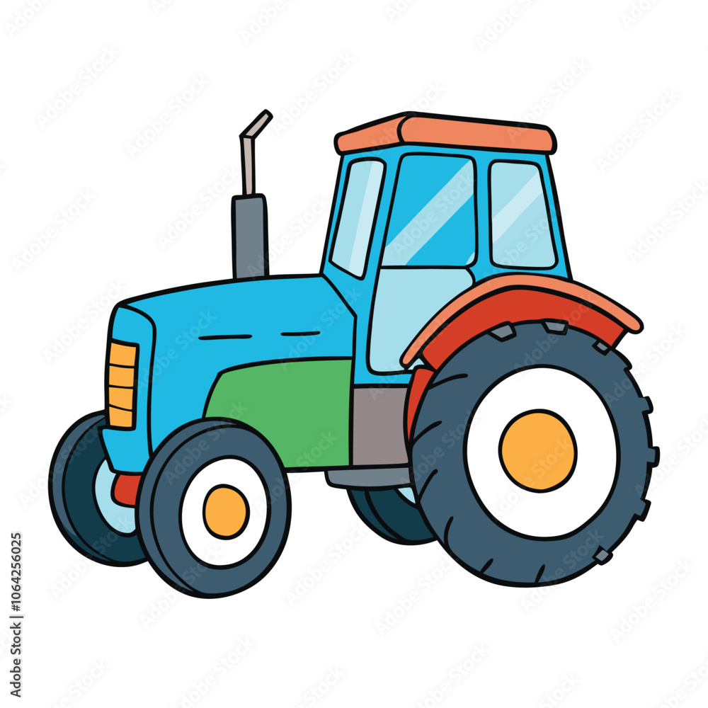 Obraz premium modern tractor watercolor vector white background