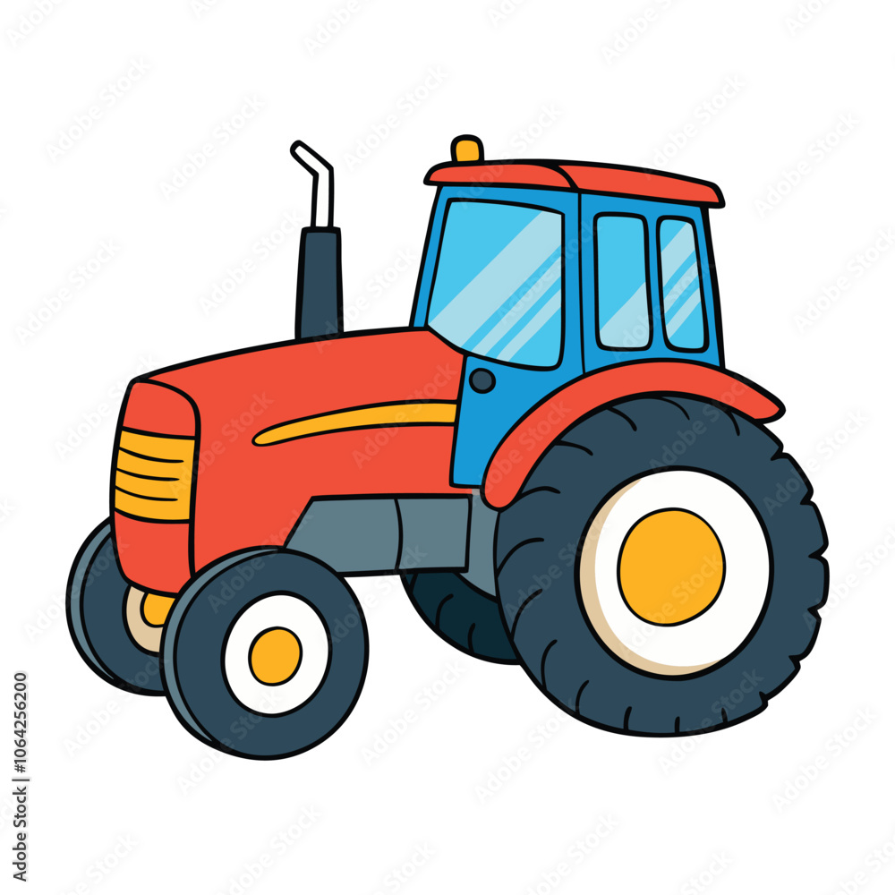 Obraz premium modern tractor watercolor vector white background