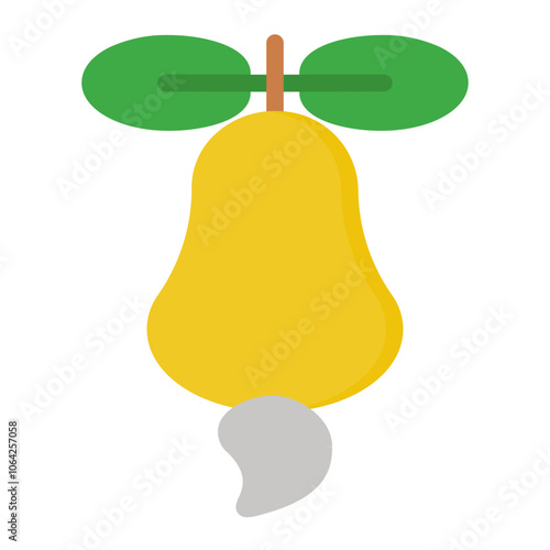 Cashew fruit icon in Color Fill. Flat Style