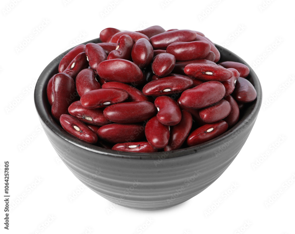 Dried red beans in bowl isolated on white Dried red beans in bowl isolated on white