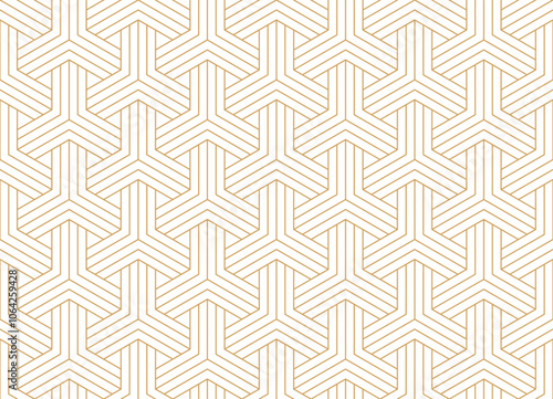 Hexagon seamless pattern with gold striped line, Luxury geometric, art deco pattern background. Vector illustration.