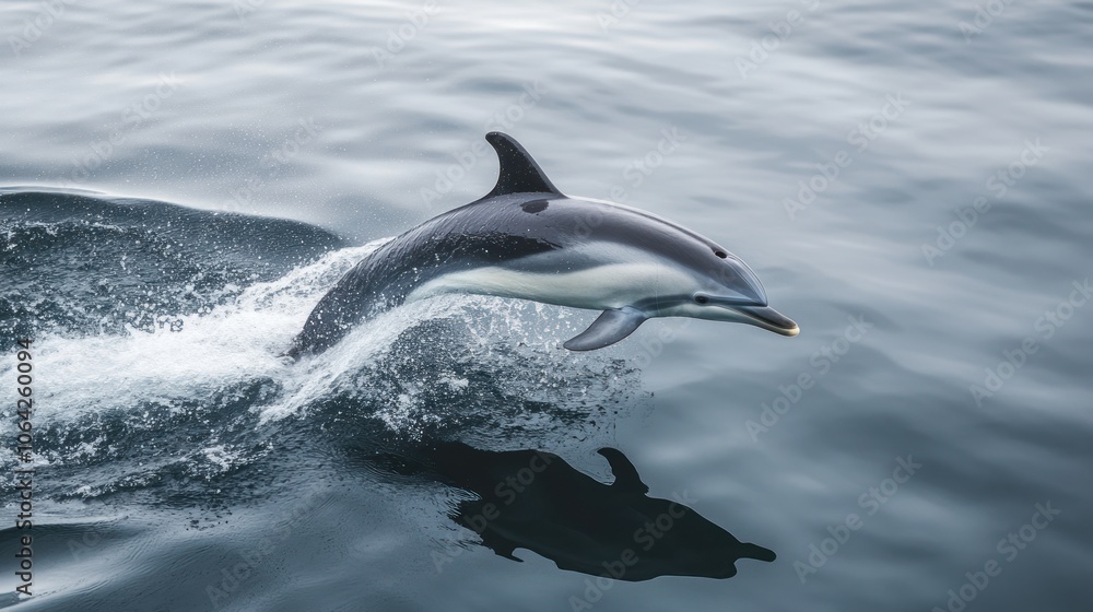 Naklejka premium Dolphin Leaping Through the Waves