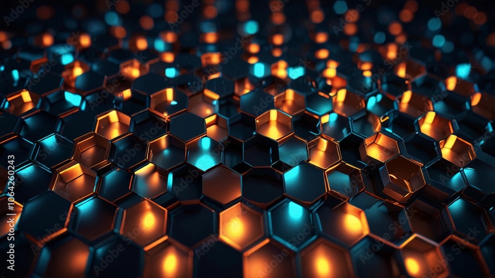 Dark background with a gold hexagon pattern, a luxury-style banner design Dark background with a gold hexagon pattern, a luxury-style banner design