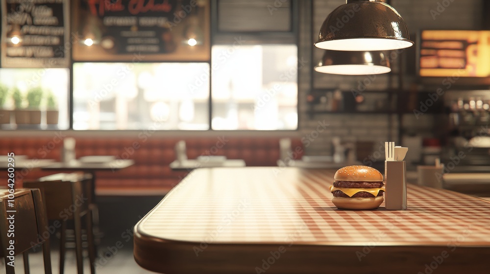 An empty scene featuring blank mockup template (Chic Restaurant Countertop for National Fast Food Day), An empty scene featuring blank mockup template (Chic Restaurant Countertop for National Fast Food Day),