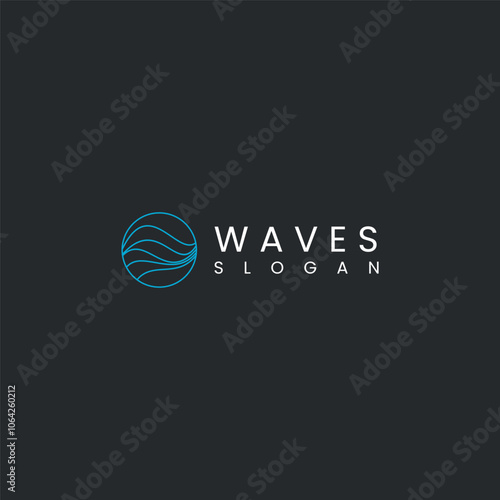 wave vector logo line art concept design template