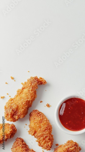 An empty scene featuring blank mockup template (Crispy Chicken Strips with Sauce for National Fast Food Day), 