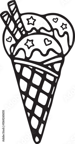 Ice Cream vector black and white