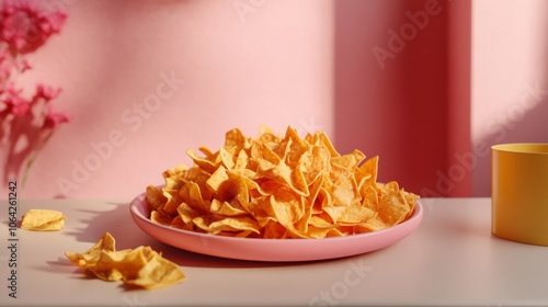 An empty scene featuring blank mockup template (Loaded Nachos Platter for National Fast Food Day), 