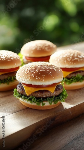 An empty scene featuring blank mockup template (Mini Cheeseburger Slider Trio for National Fast Food Day), 