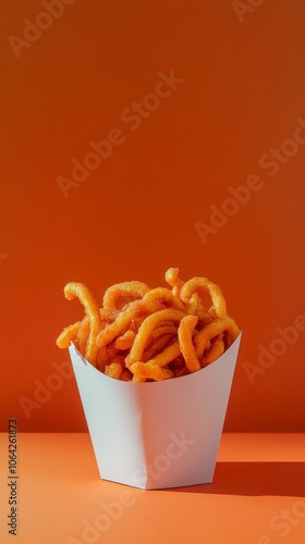 An empty scene featuring blank mockup template (Seasoned Curly Fries Display for National Fast Food Day), 