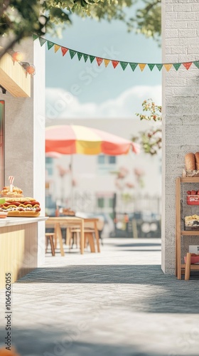 An empty scene featuring blank mockup template (Street-Style Hot Dog for National Fast Food Day), 