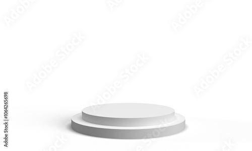 White isolated podium stage stand showcase object step exhibition advertisement product studio dais abstract design modern graphic template platform pedestal clean merchandise round circle feature 