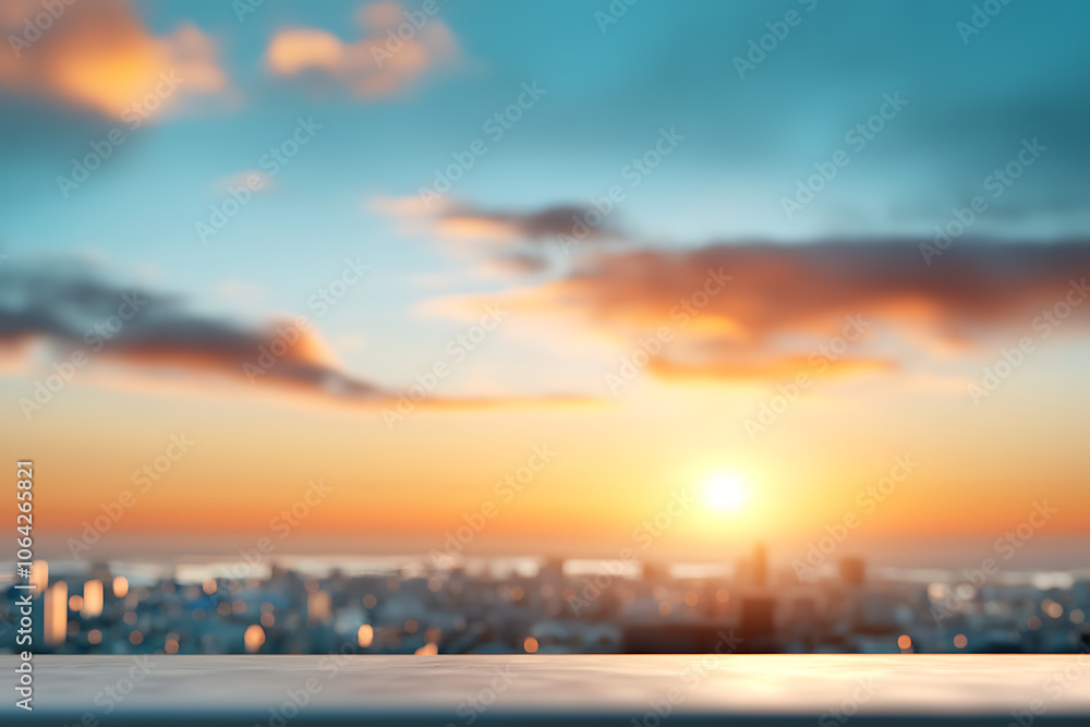 Experience the serene beauty of a hazy cityscape at sunset Experience the serene beauty of a hazy cityscape at sunset