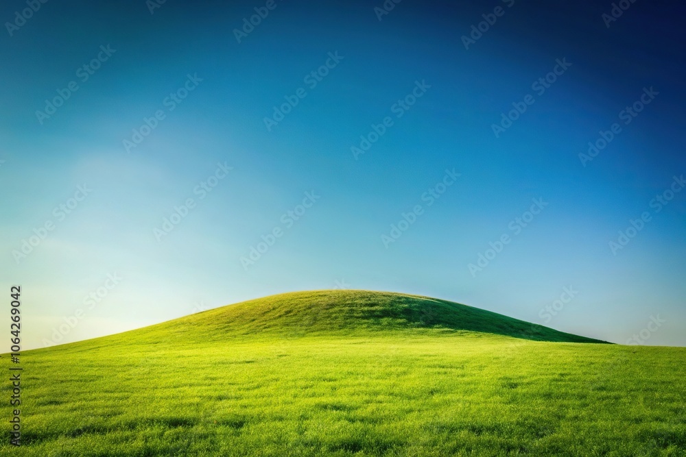 Obraz premium Scenic grassy hill with distant mountain