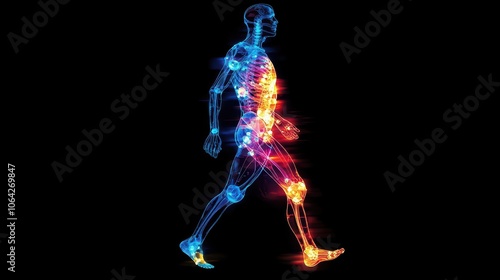 Glowing Human Skeleton Walking