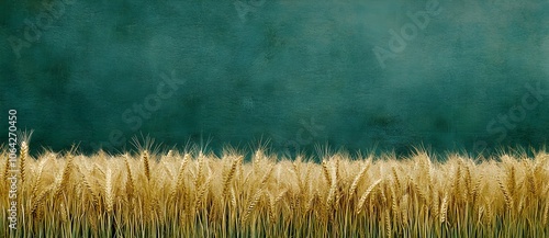 Wheat Field with Teal Background